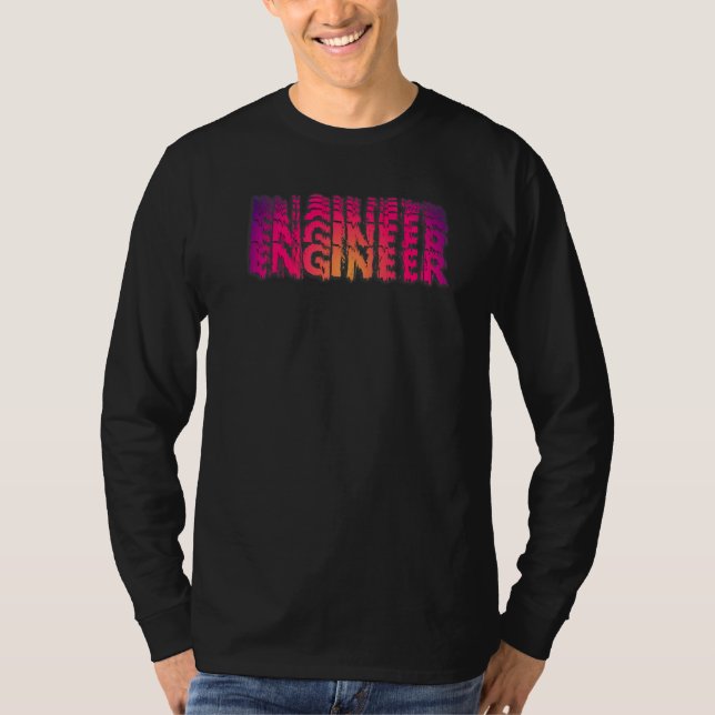 Camiseta Falha distorcida do gradiente de repetição do enge (Frente)