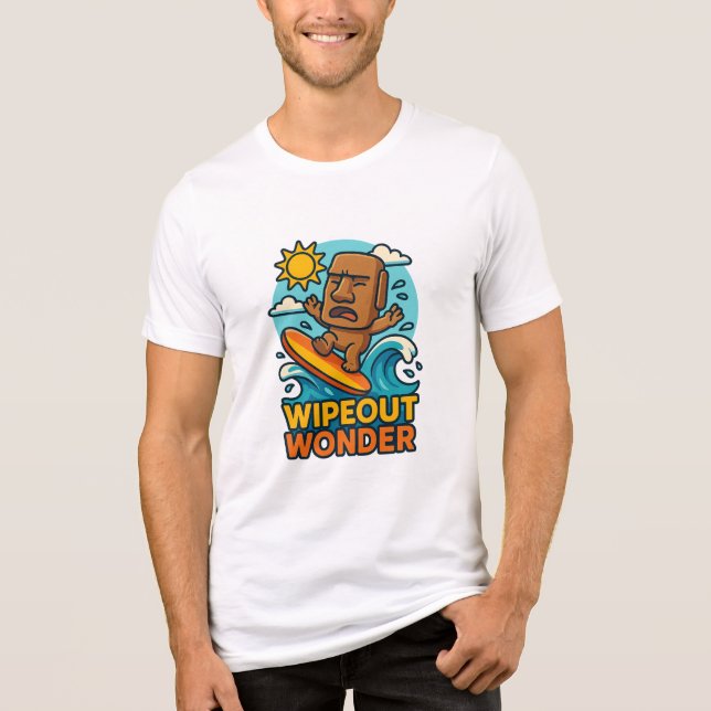Camiseta Falha no Surf Wipeout Moai Chibi (Frente)