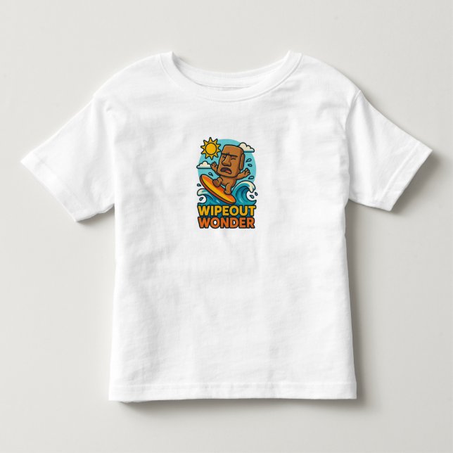 Camiseta Falha no Surf Wipeout Moai Chibi (Frente)