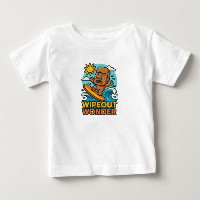 Camiseta Falha no Surf Wipeout Moai Chibi (Frente)