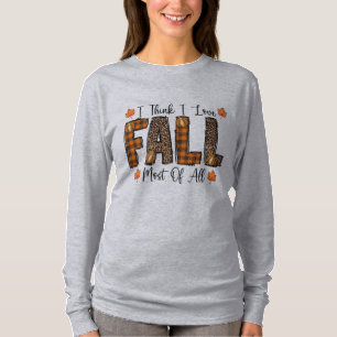 Camiseta Fall Buffalo Xadrez Leopardo Impressão I Love Fall