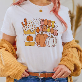 Camiseta Fall Cozy Season Pumpkin Spice Beber e Pumpkins