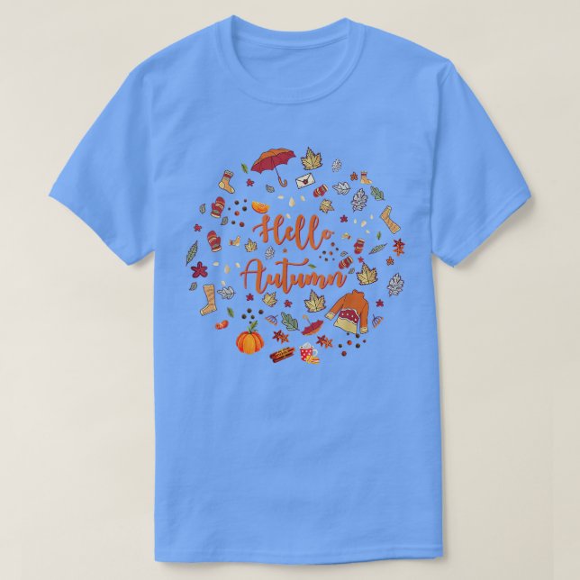Camiseta Fall Elements Hello Autumn É Fall Yall (Frente do Design)