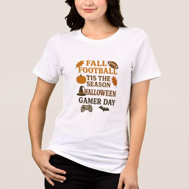 Camiseta Fall Football Tis The Season Halloween Gamer Day (Frente)