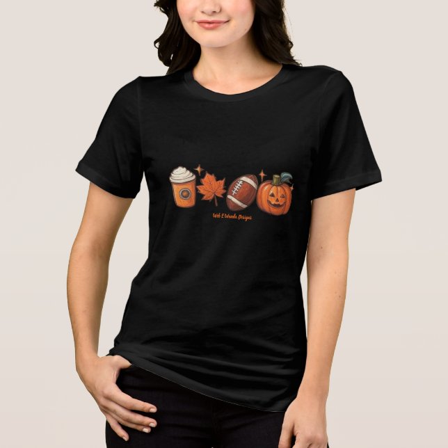 Camiseta Fall Halloween Pumpkin Latte Futebol (Frente)
