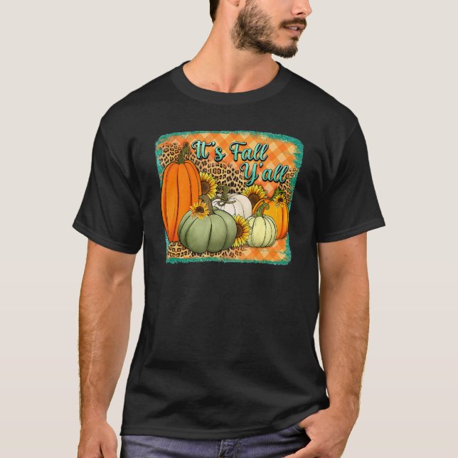 Camiseta Fall Happy Fall Yu2019all Leopard Pumpkin Autumn I (Frente)