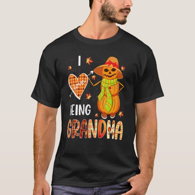 Camiseta Fall Leaf Grandma Pumpkin Snowman Thanksgiving Aut (Frente)