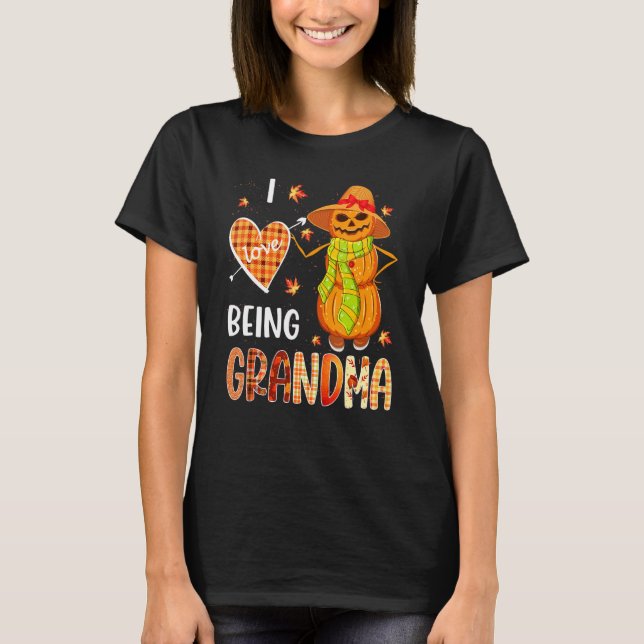 Camiseta Fall Leaf Grandma Pumpkin Snowman Thanksgiving Aut (Frente)