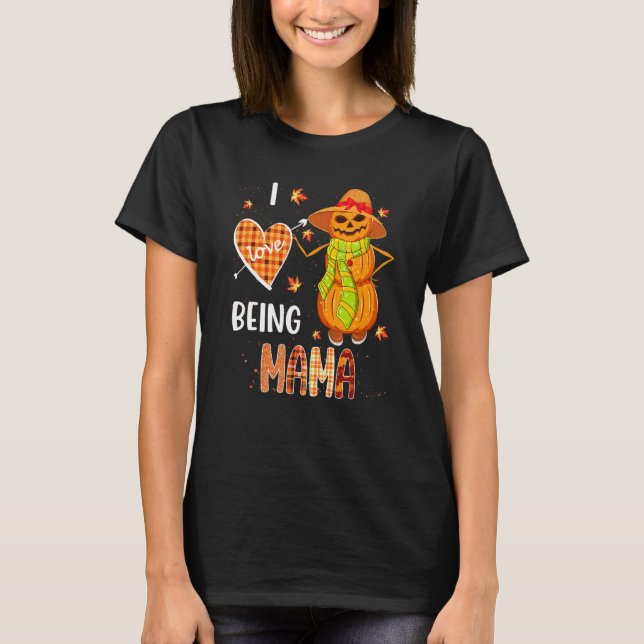 Camiseta Fall Leaf Mama Pumpkin Snowman Thanksgiving Autumn (Frente)