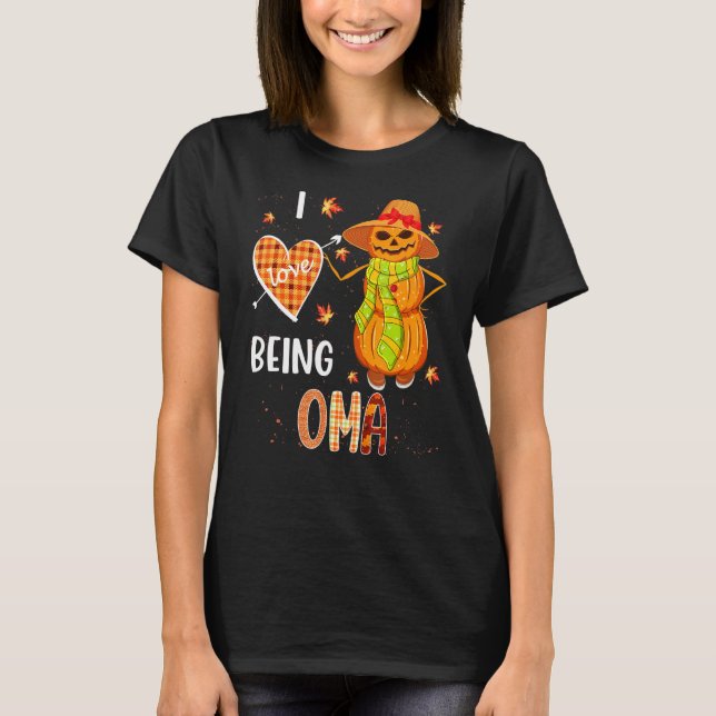 Camiseta Fall Leaf Oma Pumpkin Snowman Thanksgiving Autumn  (Frente)