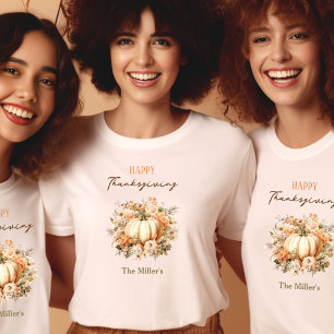 Camiseta Fall Name Pumpkin Gingham Pastel