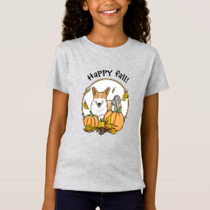 Camiseta Fall Pembroke Welsh Corgi (vermelho 1) Pumpkins Cu