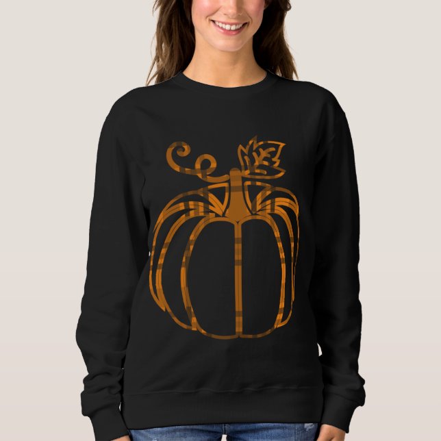 Camiseta Fall Pumpkin Spice Cute Autumn Buffalo Xadrez (Frente)