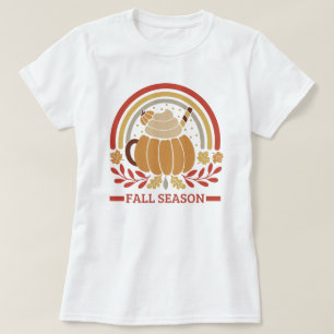 Camiseta Fall Season Folhas de outono Abóbora