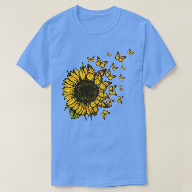 Camiseta Fall Sunflowers Cute Butterfly Autumn Sunflower Th (Frente do Design)