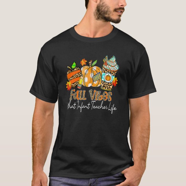 Camiseta Fall Vibes & Aquele Lápis de Apple de Vida do Prof (Frente)