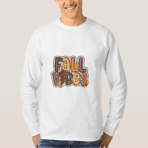 Camiseta Fall Vibes Cai Deixa Pumpkin Spice Ação de Graças