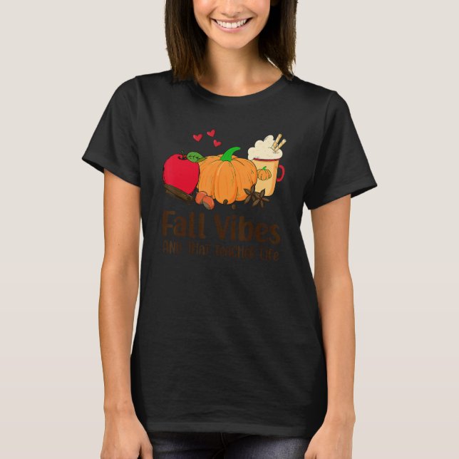 Camiseta Fall Vibes E Aquele Almoço Dama Vida Ação de Graça (Frente)