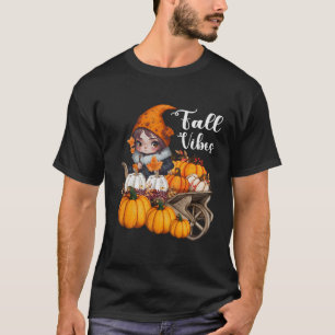 Camiseta Fall Vibes Gnompkin Olá Autumn Vibes Mulheres