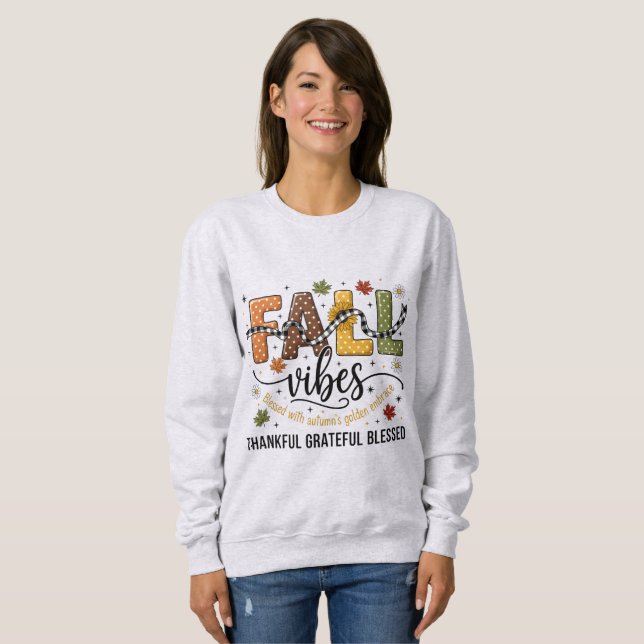 Camiseta Fall Vibes  – Thankful Grateful Blessed  (Frente Completa)