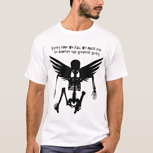 Camiseta Fallen Angel Skeleton silhout cita Wisdom Art (Frente)