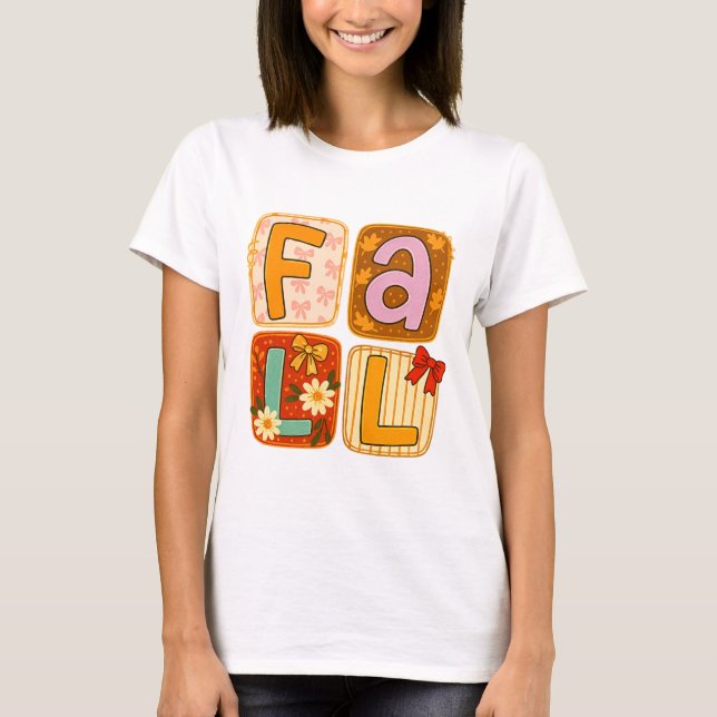 Camiseta Falling shirts｜Fall festivities｜Fall patchwork qui (Frente)