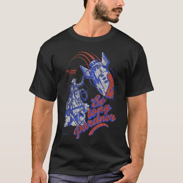 Camiseta Fallout Retro Até Logo Parceiro Selvagem Ocidental (Frente)