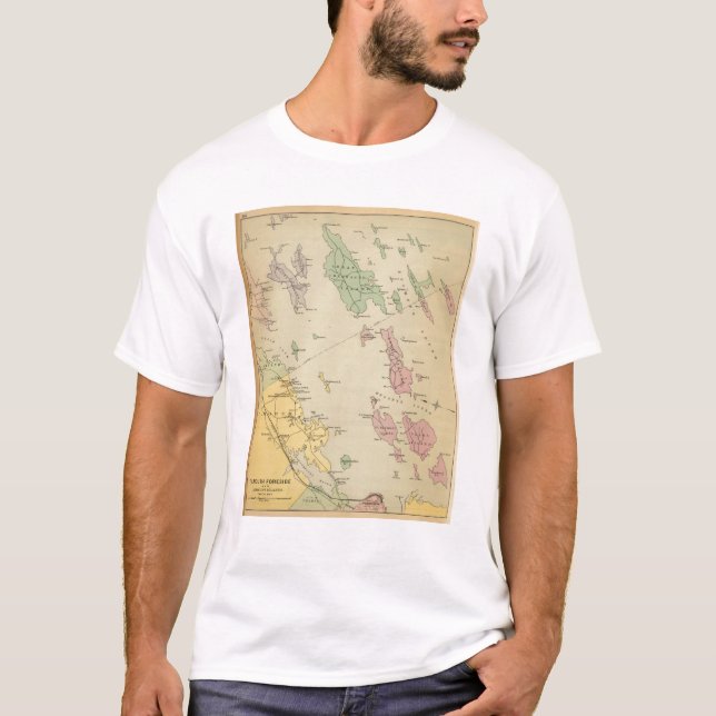 Camiseta Falmouth Foreside, ilhas adjacentes, baía de Casco (Frente)