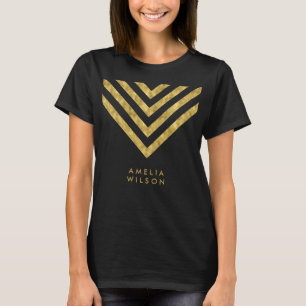 Camiseta Falso chique e elegante Chevron conhecido Dourado