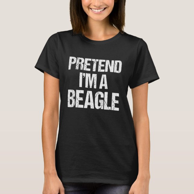 Camiseta Falso Eu Sou Um Disfarce de Beagle de Halloween (Frente)