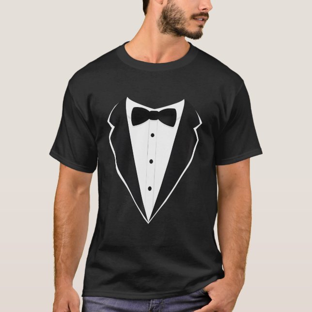 Camiseta Falso Tux Funny Faux Suit Vest E Tie Tuxedo Baile  (Frente)