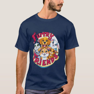 Camiseta Fama de Companheiros de Pet Vibrantes Amigos de Fu
