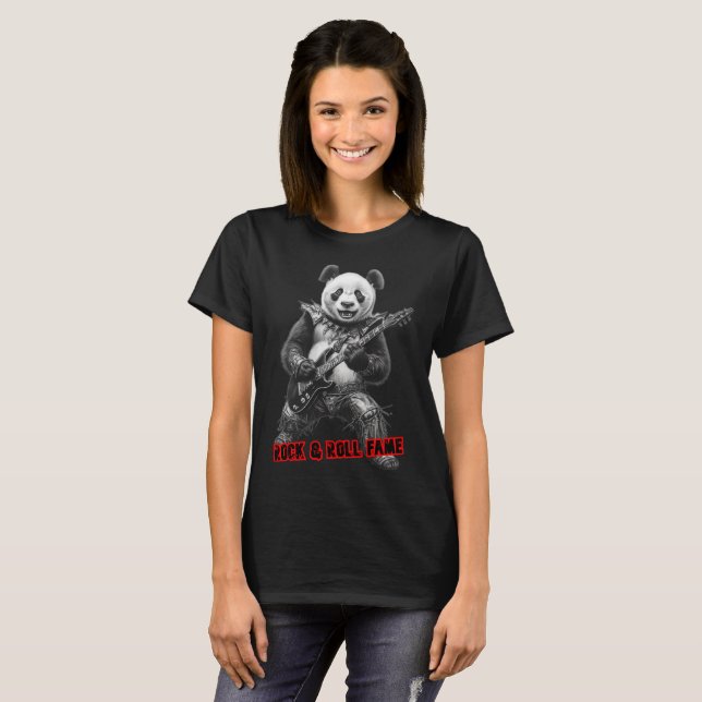 Camiseta Fama de Rock and Roll em um Preto (Frente Completa)