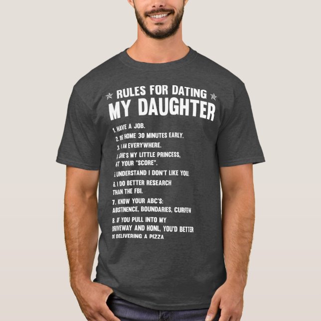 Camiseta FAMÍLIA 365 Regras Para Namorando Minha Filha Engr (Frente)