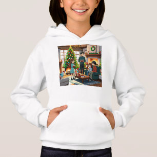 Camiseta Família à volta da lareira no Natal