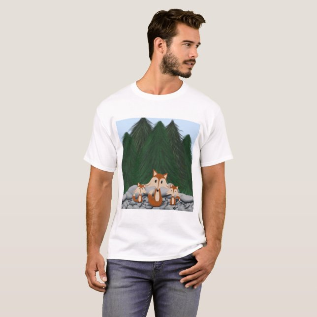 Camiseta Família Adorável de Raposa (Frente Completa)
