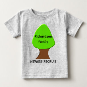 Camiseta Família Árvore mais novo recruta Roupa Personaliza