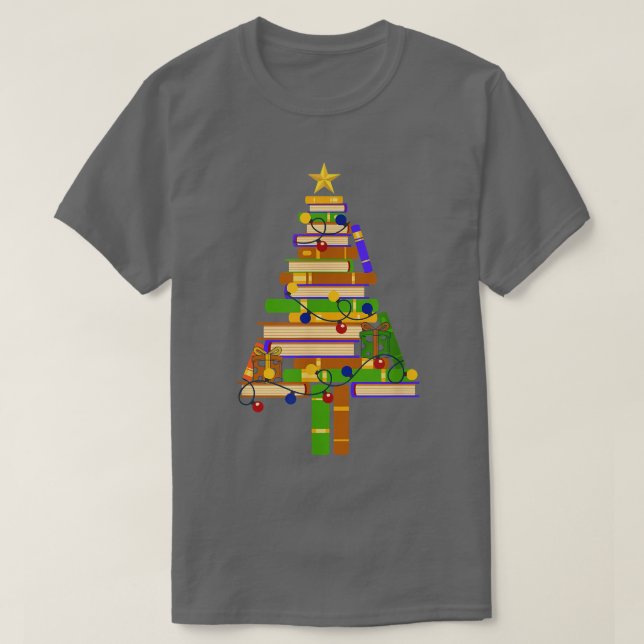 Camiseta Família Bibliotecária de Livros Lendo Luz da Árvor (Frente do Design)