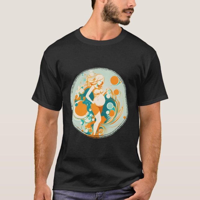 Camiseta Família bonito com mãe grávida (Frente)