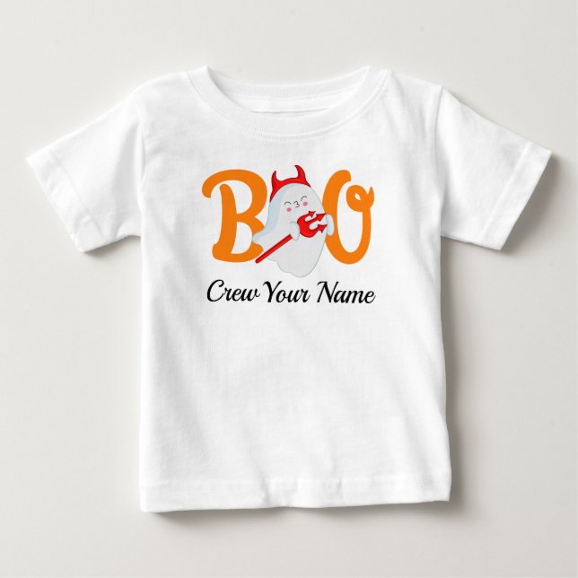 Camiseta Família Boo Crew Orange Halloween Personalizada (Frente)