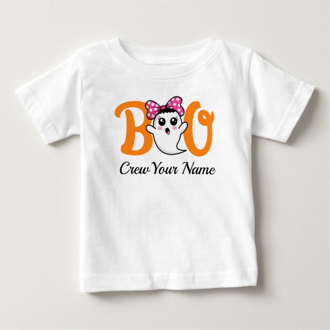 Camiseta Família Boo Crew Orange Halloween Personalizada (Frente)