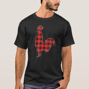 Camiseta Família Búfalo de Natal de Frango Xadrez Vermelho