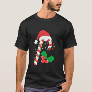 Camiseta Família Candy Cane Crew de Luzes de Natal Correspo