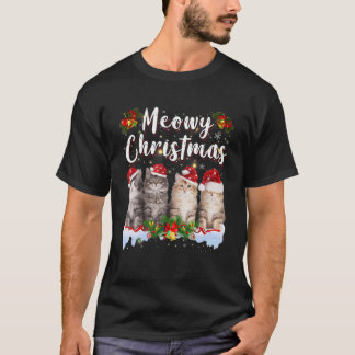 Camiseta Família Cat Meowy Correspondendo Papais noeis de p