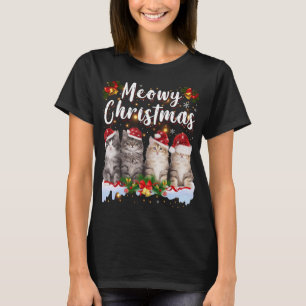 Camiseta Família Cat Meowy Correspondendo Papais noeis de p