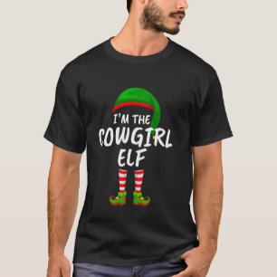 Camiseta Família Combinada Eu Sou a Elfa Cowgirl Natal