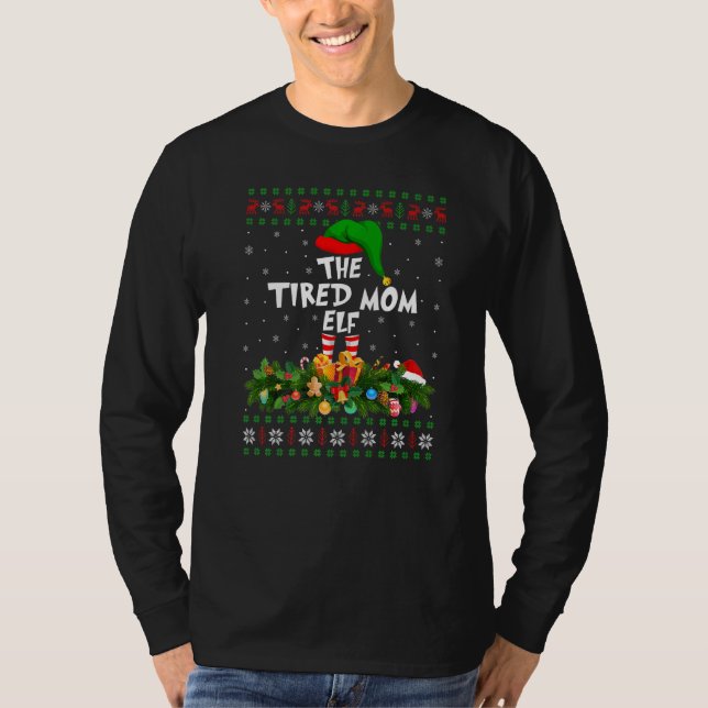 Camiseta Família Correspondente Feia O Natal Da Mãe Cansada (Frente)