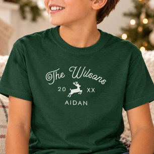 Camiseta Família Correspondente Rena de Natal Nome Personal