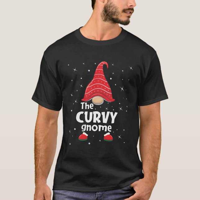 Camiseta Família Curvy Gnomo Correspondente Natal Engraçado (Frente)