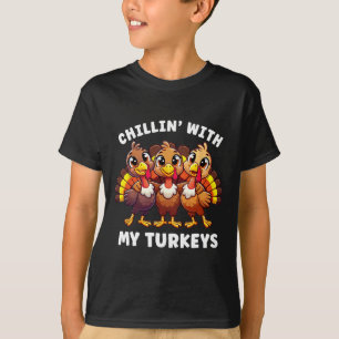 Camiseta Família De Ação De Graças Chillin Com Meus Perus E